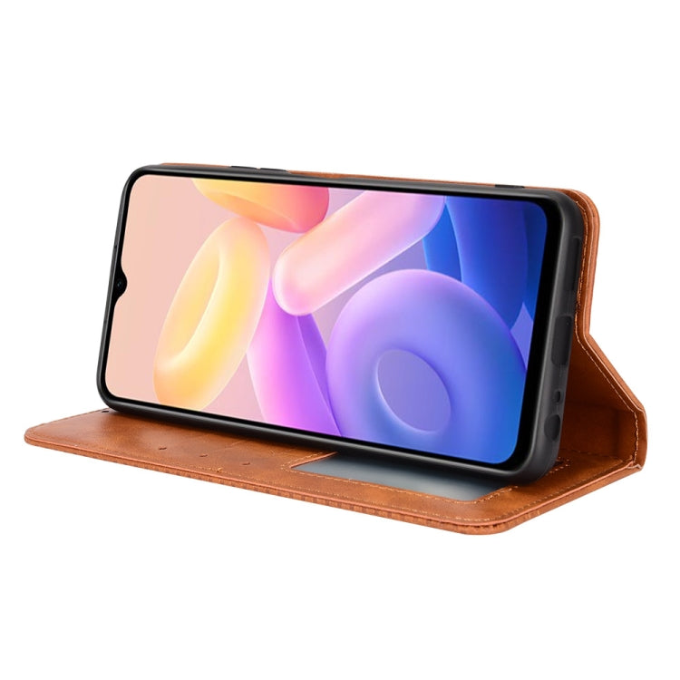 For vivo Y55s 5G Magnetic Buckle Retro Texture Leather Phone Case