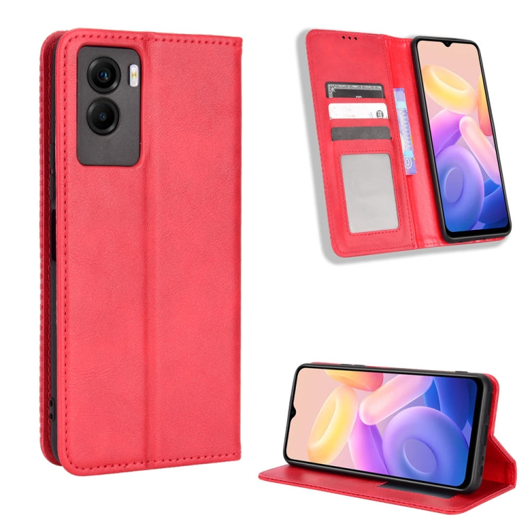 For vivo Y55s 5G Magnetic Buckle Retro Texture Leather Phone Case