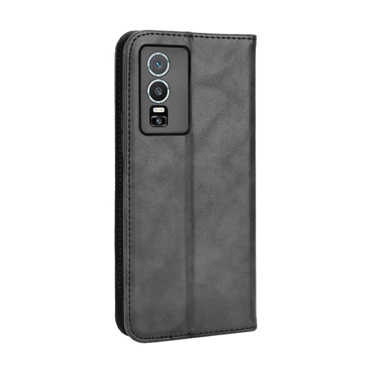 For vivo Y76 5G Magnetic Buckle Retro Texture Leather Phone Case