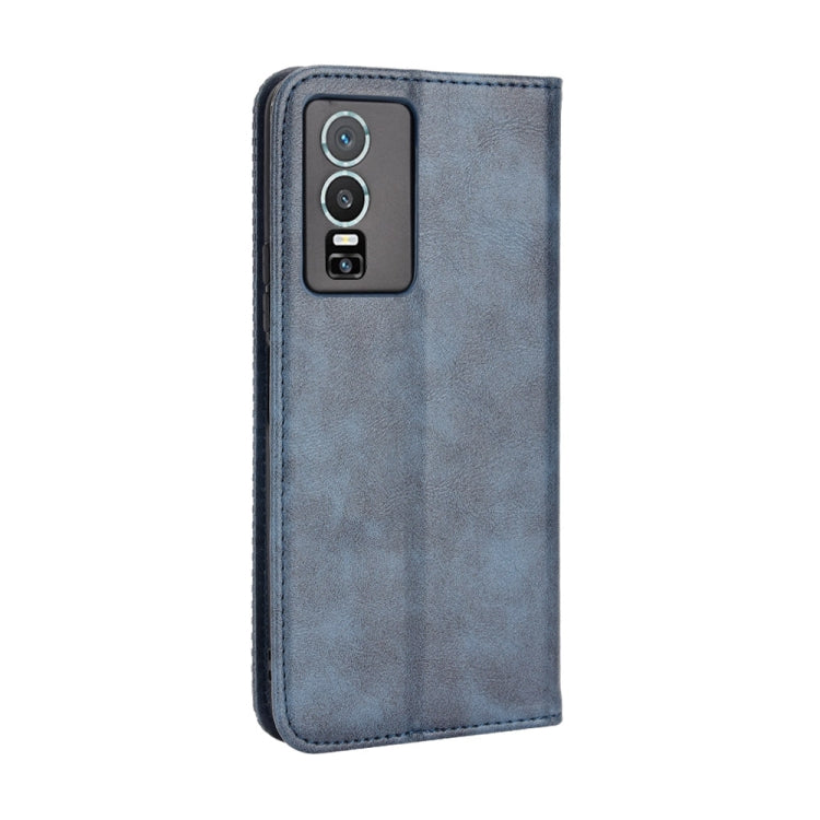 For vivo Y76 5G Magnetic Buckle Retro Texture Leather Phone Case