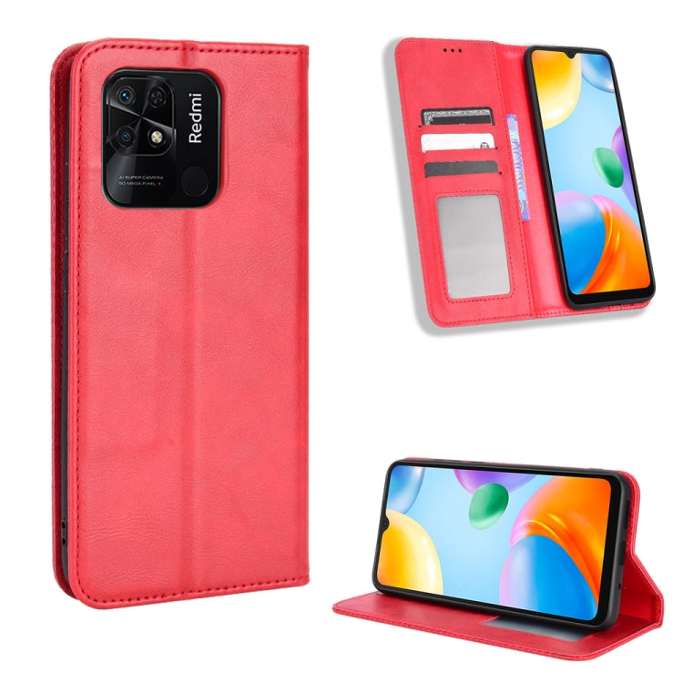 For Xiaomi Redmi 10C Magnetic Buckle Retro Texture Leather Phone Case