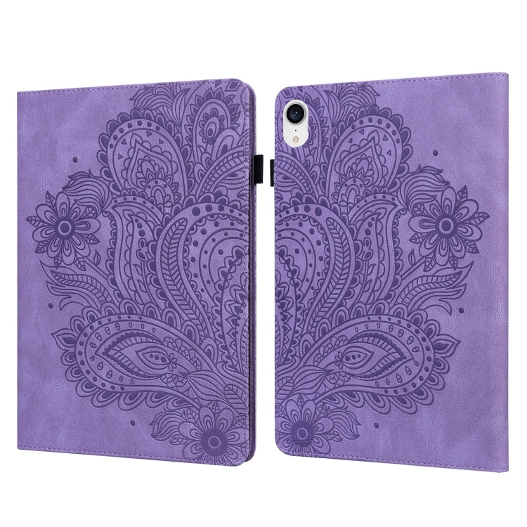 For iPad mini 6 Peacock Embossed Pattern TPU + PU Leather Tablet Case