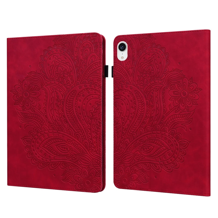 For iPad mini 6 Peacock Embossed Pattern TPU + PU Leather Tablet Case
