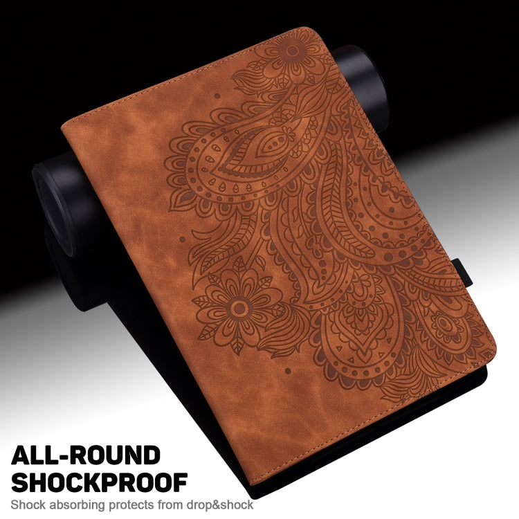 For iPad mini 6 Peacock Embossed Pattern TPU + PU Leather Tablet Case