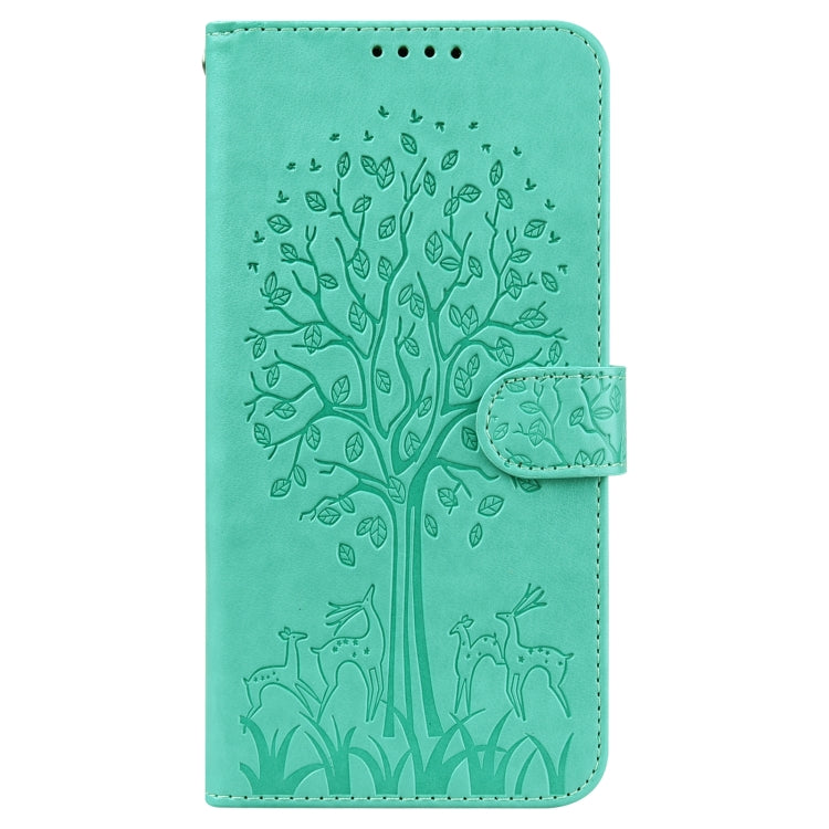 For OPPO A16 Tree & Deer Pattern Pressed Printing Horizontal Flip Leather Phone Case