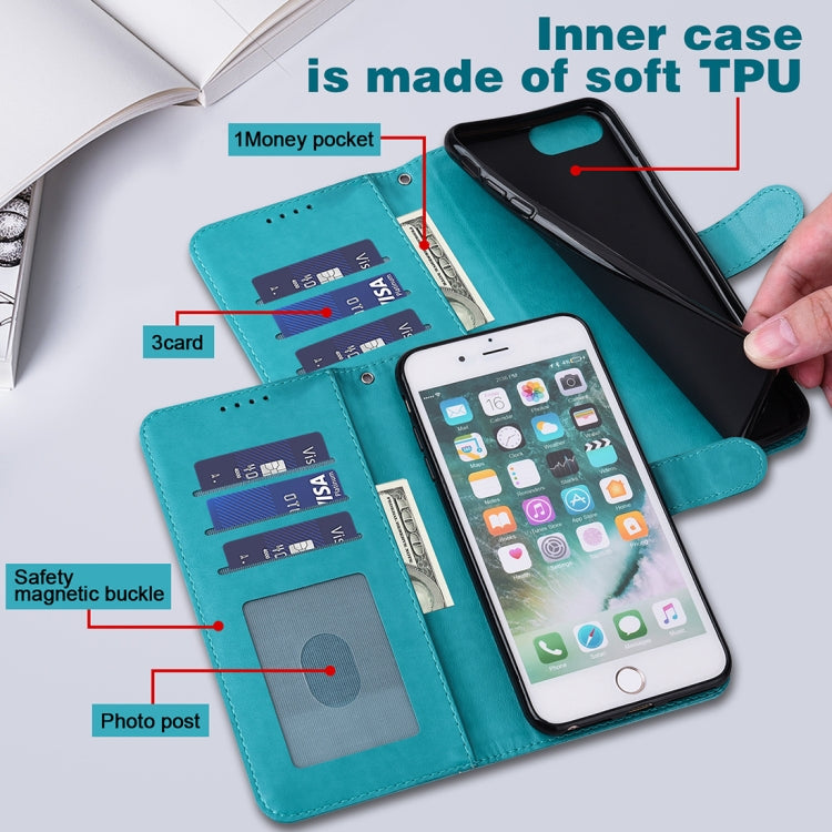 For iPhone SE 2022 / 7 / 8 / SE 2020 Tree & Deer Pattern Pressed Printing Horizontal Flip Leather Phone Case