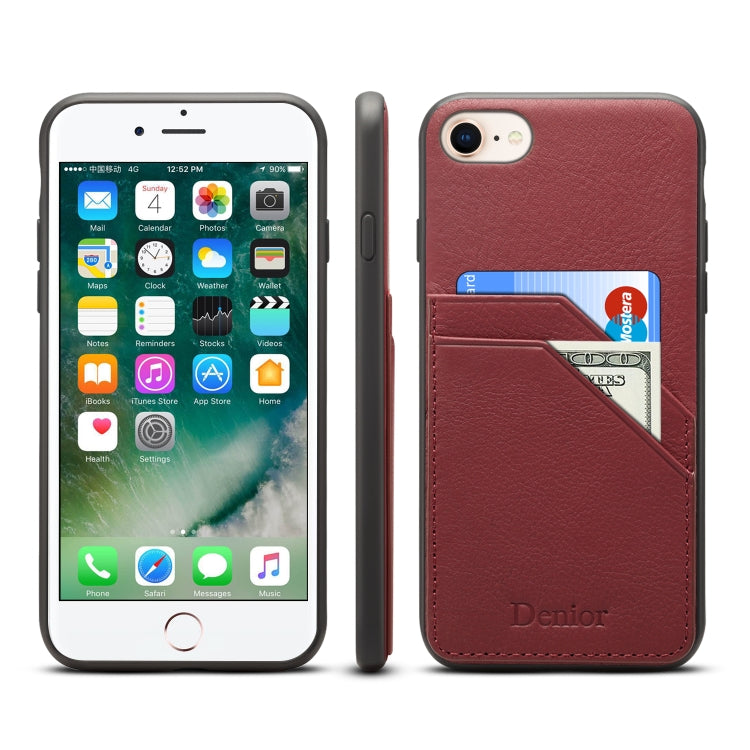 For iPhone 7 / 8 Denior V1 Luxury Car Cowhide Leather Protective Case with Double Card Slots
