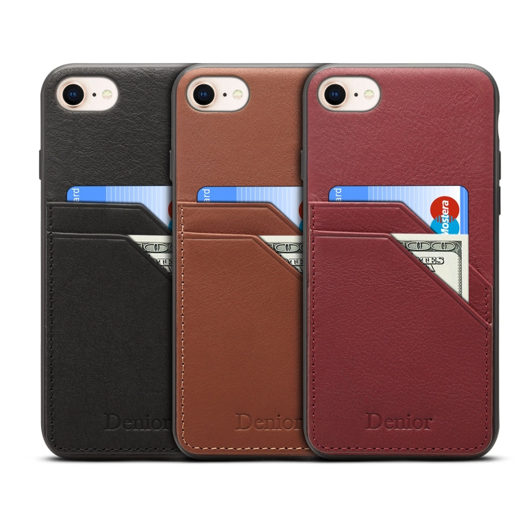 For iPhone 7 / 8 Denior V1 Luxury Car Cowhide Leather Protective Case with Double Card Slots