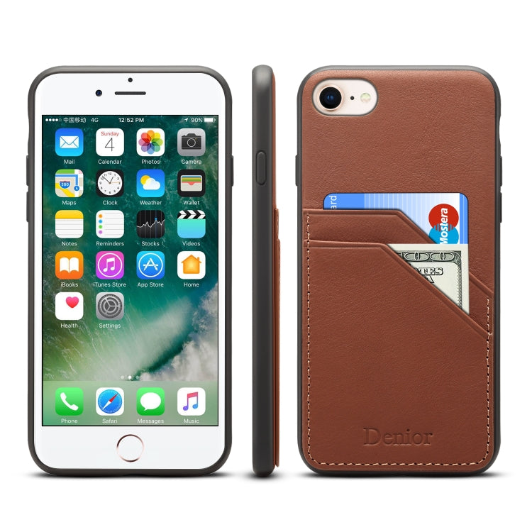 For iPhone 7 / 8 Denior V1 Luxury Car Cowhide Leather Protective Case with Double Card Slots