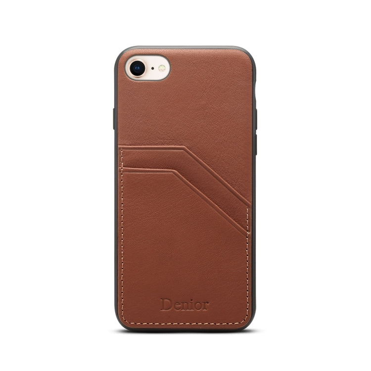 For iPhone 7 / 8 Denior V1 Luxury Car Cowhide Leather Protective Case with Double Card Slots