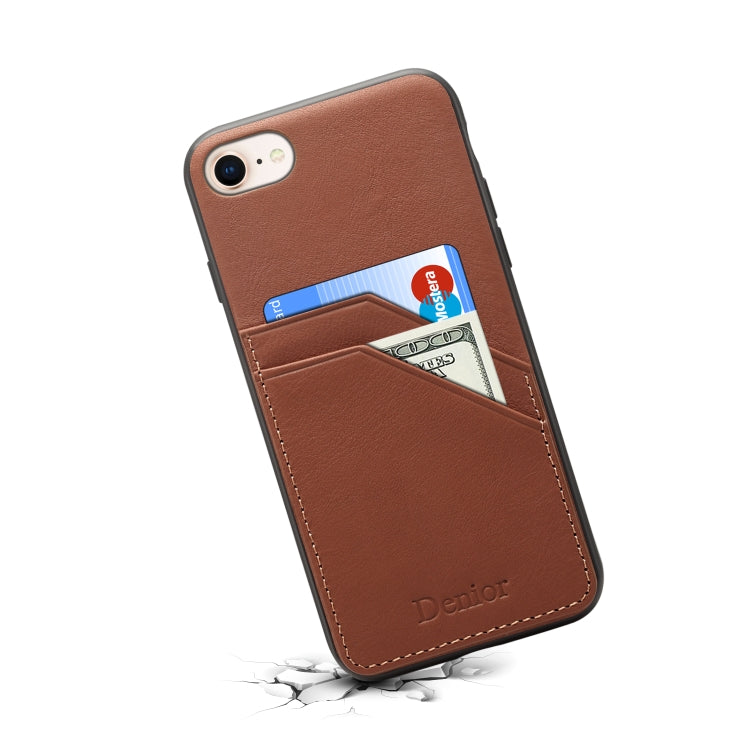 For iPhone 7 / 8 Denior V1 Luxury Car Cowhide Leather Protective Case with Double Card Slots