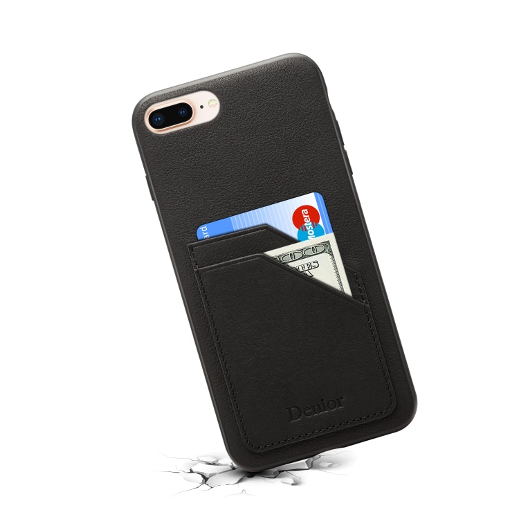 For iPhone 7 Plus / 8 Plus Denior V1 Luxury Car Cowhide Leather Protective Case with Double Card Slots