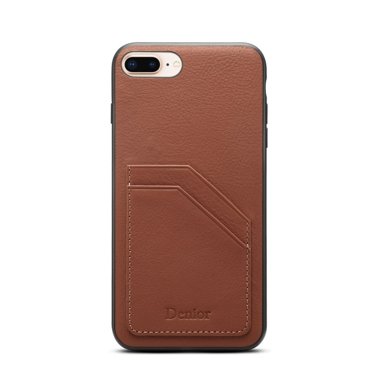 For iPhone 7 Plus / 8 Plus Denior V1 Luxury Car Cowhide Leather Protective Case with Double Card Slots