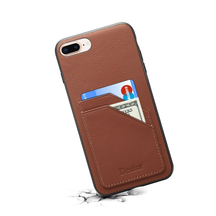 For iPhone 7 Plus / 8 Plus Denior V1 Luxury Car Cowhide Leather Protective Case with Double Card Slots