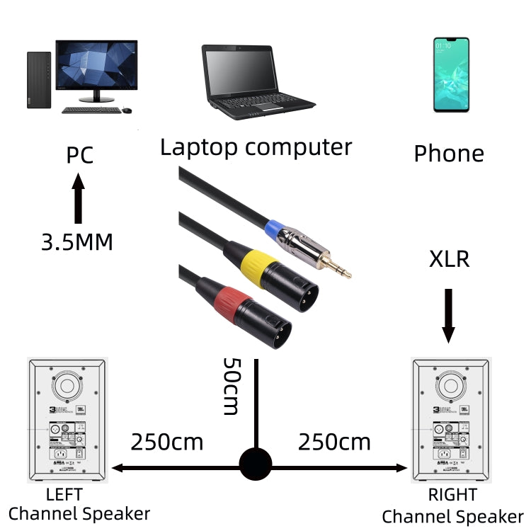 TC194BUXK108YR-30 3.5mm Male to Dual Canon Male Audio Cable, Length: 3m