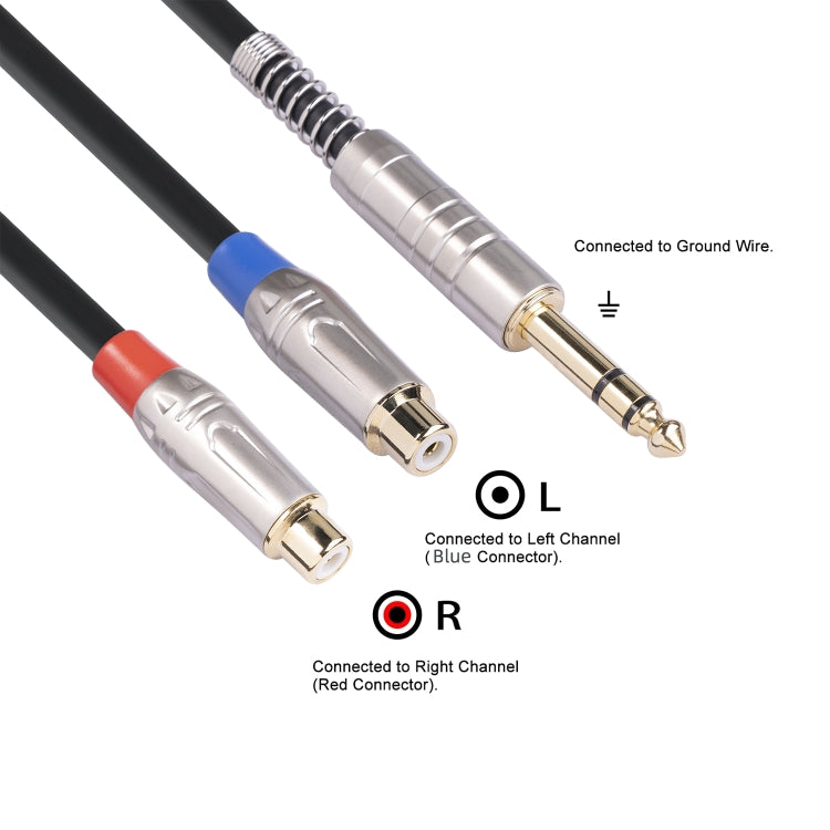 TC030YTR048-03 6.35mm Male to Dual RCA Female Bifurcated Audio Cable, Length: 30cm