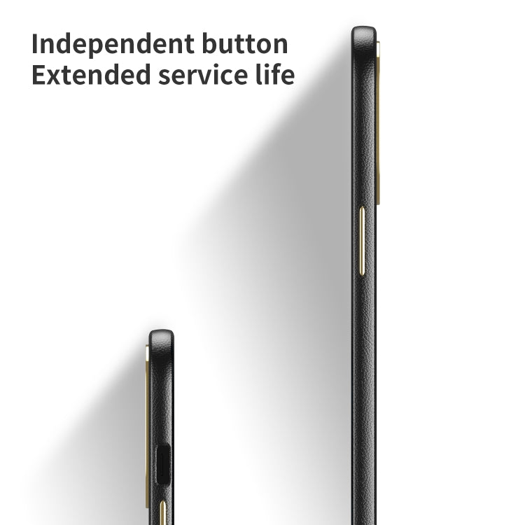 For iPhone 11 Pro Electroplating Leather Texture PC + TPU Phone Case (Black)