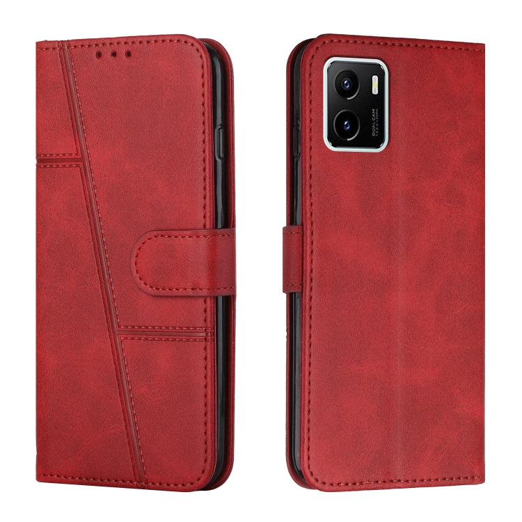 For vivo Y15s Stitching Calf Texture Buckle Leather Phone Case