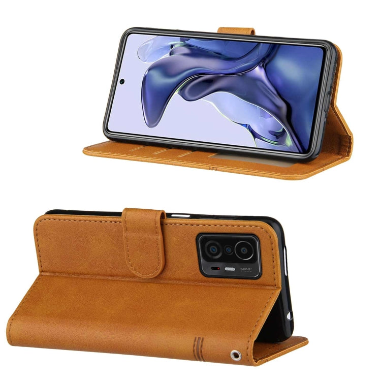 For Xiaomi 11T / 11T Pro Stitching Calf Texture Buckle Leather Phone Case