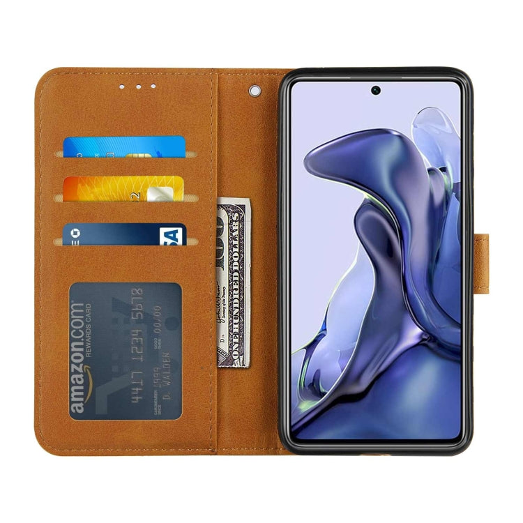 For Xiaomi 11T / 11T Pro Stitching Calf Texture Buckle Leather Phone Case