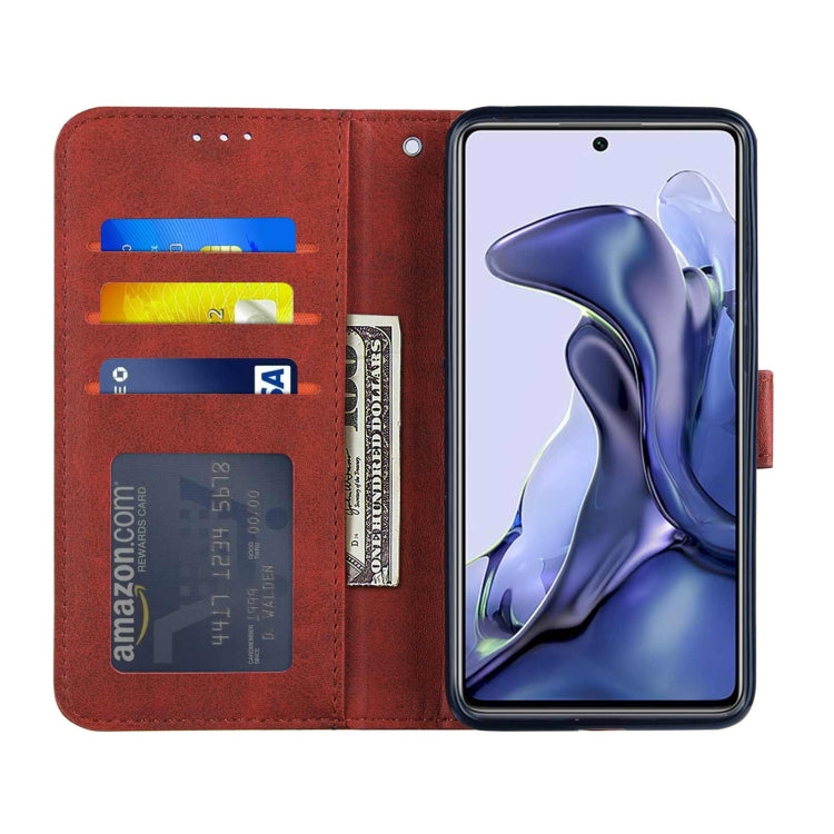 For Xiaomi 11T / 11T Pro Stitching Calf Texture Buckle Leather Phone Case