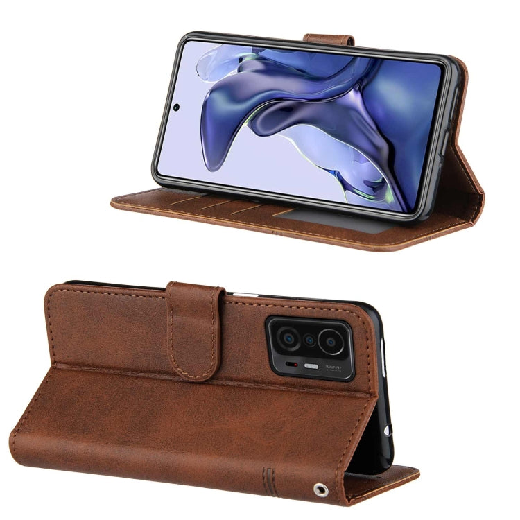 For Xiaomi 11T / 11T Pro Stitching Calf Texture Buckle Leather Phone Case