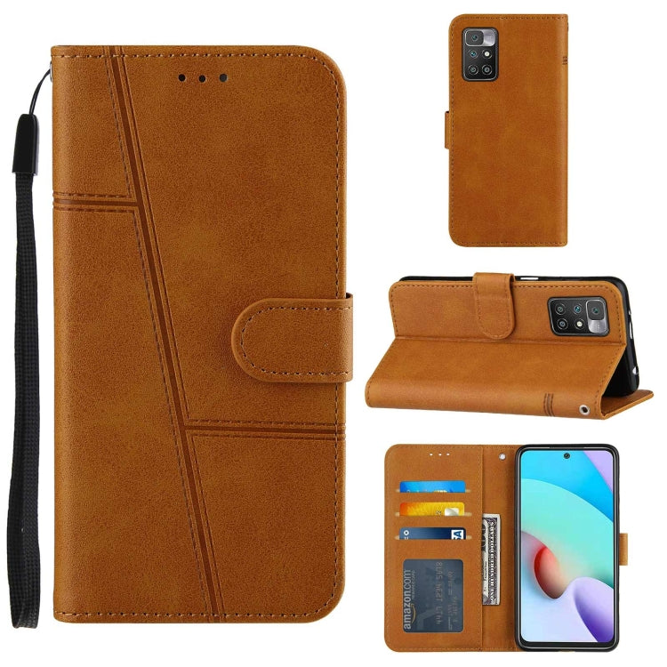 For Xiaomi Redmi 10 Stitching Calf Texture Buckle Leather Phone Case