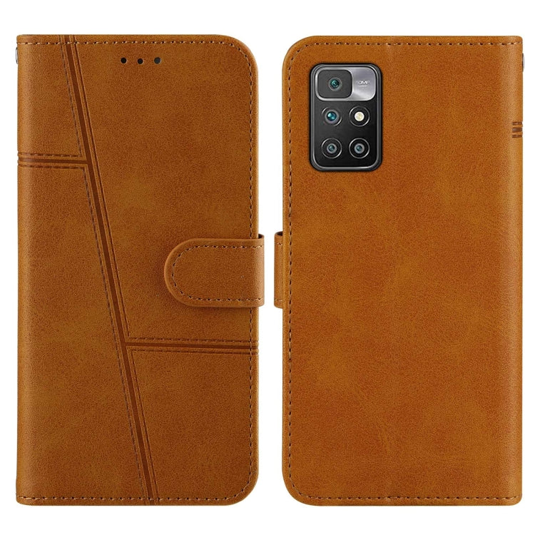 For Xiaomi Redmi 10 Stitching Calf Texture Buckle Leather Phone Case