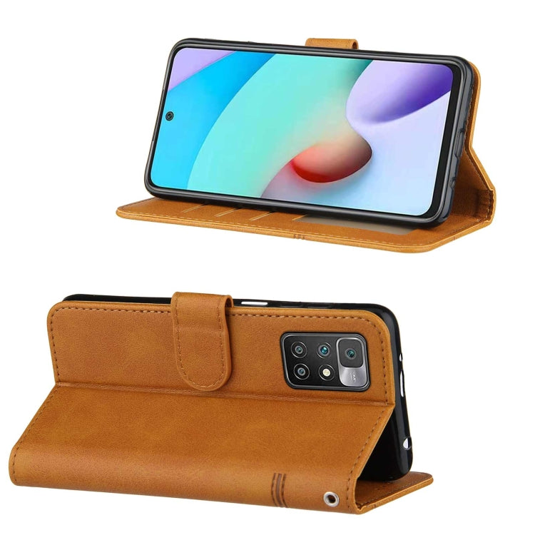 For Xiaomi Redmi 10 Stitching Calf Texture Buckle Leather Phone Case