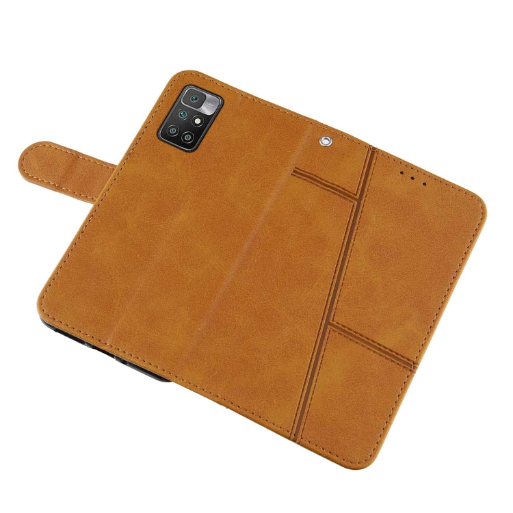For Xiaomi Redmi 10 Stitching Calf Texture Buckle Leather Phone Case