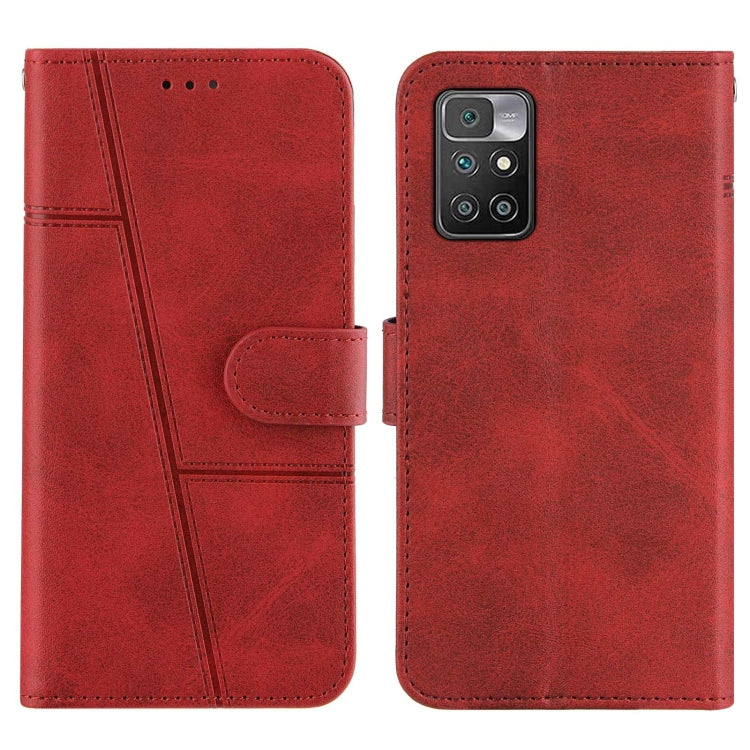For Xiaomi Redmi 10 Stitching Calf Texture Buckle Leather Phone Case