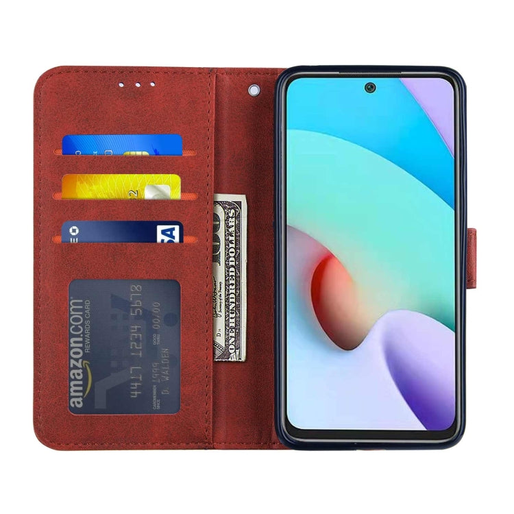 For Xiaomi Redmi 10 Stitching Calf Texture Buckle Leather Phone Case