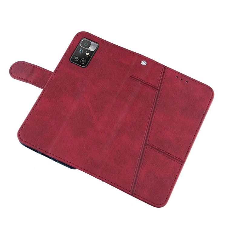 For Xiaomi Redmi 10 Stitching Calf Texture Buckle Leather Phone Case