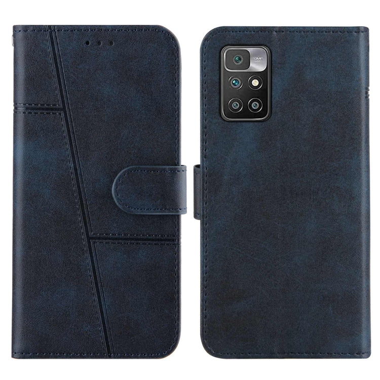 For Xiaomi Redmi 10 Stitching Calf Texture Buckle Leather Phone Case