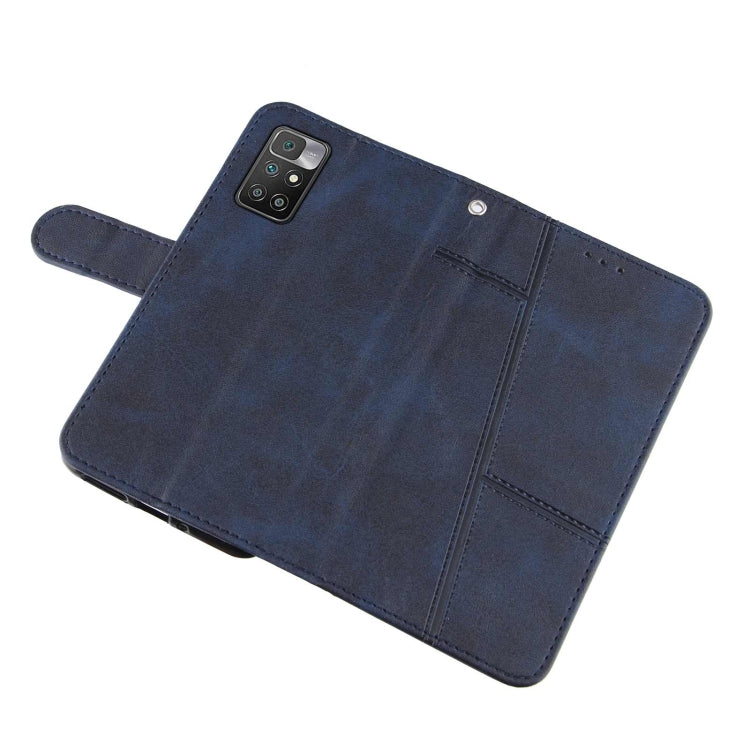 For Xiaomi Redmi 10 Stitching Calf Texture Buckle Leather Phone Case