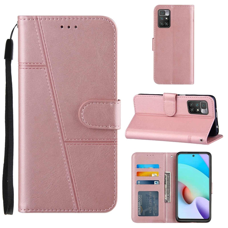 For Xiaomi Redmi 10 Stitching Calf Texture Buckle Leather Phone Case
