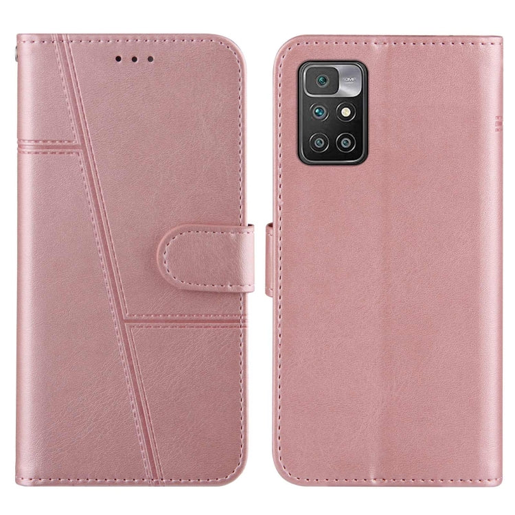 For Xiaomi Redmi 10 Stitching Calf Texture Buckle Leather Phone Case
