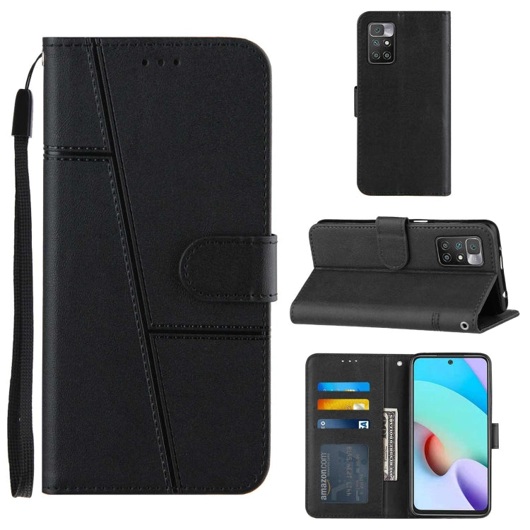 For Xiaomi Redmi 10 Stitching Calf Texture Buckle Leather Phone Case