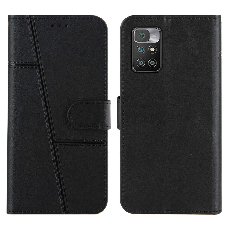 For Xiaomi Redmi 10 Stitching Calf Texture Buckle Leather Phone Case