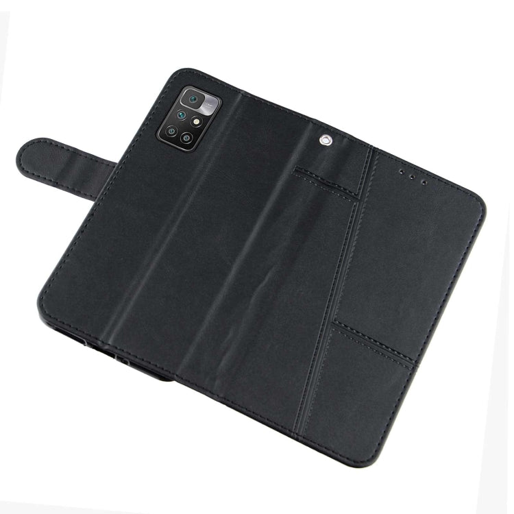 For Xiaomi Redmi 10 Stitching Calf Texture Buckle Leather Phone Case