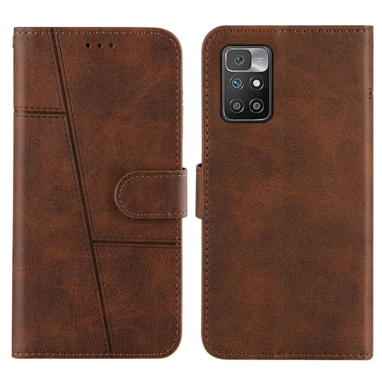 For Xiaomi Redmi 10 Stitching Calf Texture Buckle Leather Phone Case