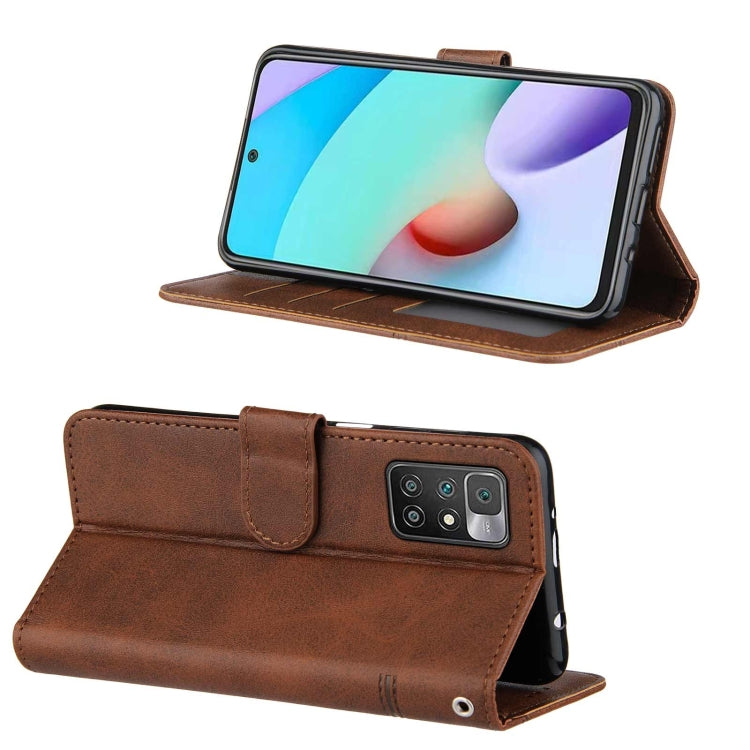 For Xiaomi Redmi 10 Stitching Calf Texture Buckle Leather Phone Case