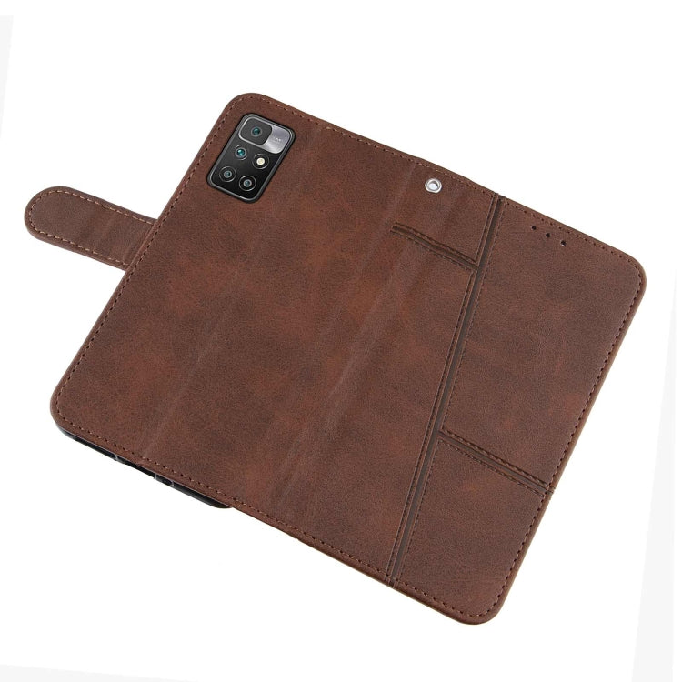 For Xiaomi Redmi 10 Stitching Calf Texture Buckle Leather Phone Case