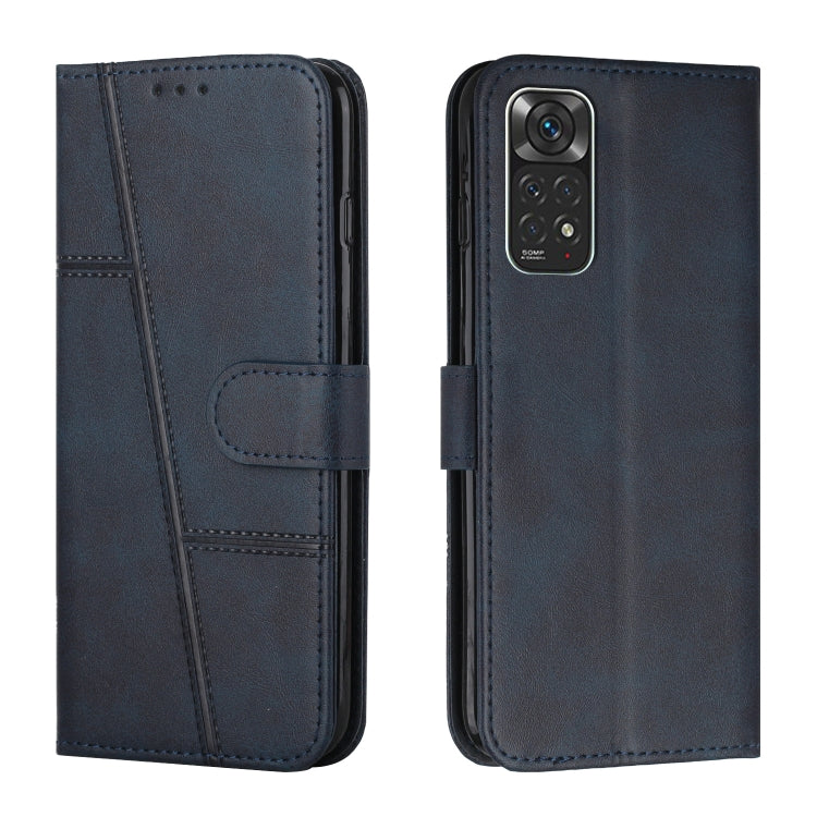 For Xiaomi Redmi Note 11/11S Foreign Version Stitching Calf Texture Buckle Leather Phone Case