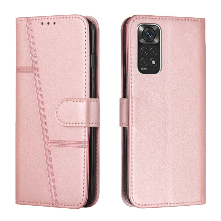 For Xiaomi Redmi Note 11/11S Foreign Version Stitching Calf Texture Buckle Leather Phone Case