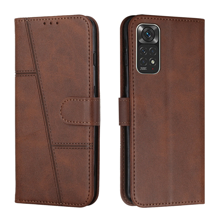 For Xiaomi Redmi Note 11/11S Foreign Version Stitching Calf Texture Buckle Leather Phone Case