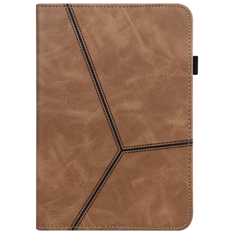 For iPad Pro 12.9 2022 / 2021 / 2020 / 2018 Solid Color Embossed Striped Leather Case