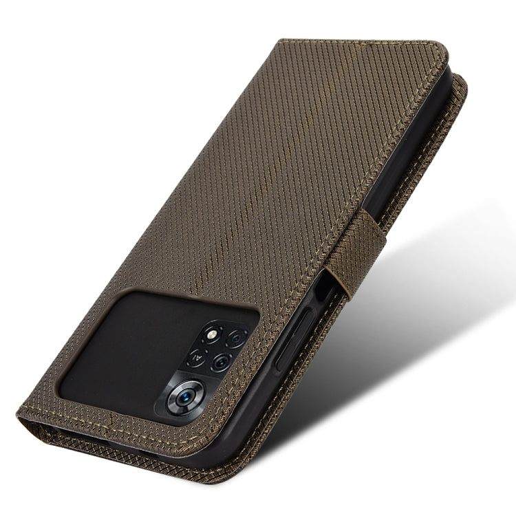 For Xiaomi Poco M4 Pro 4G Fine Hole Diamond Texture Leather Phone Case