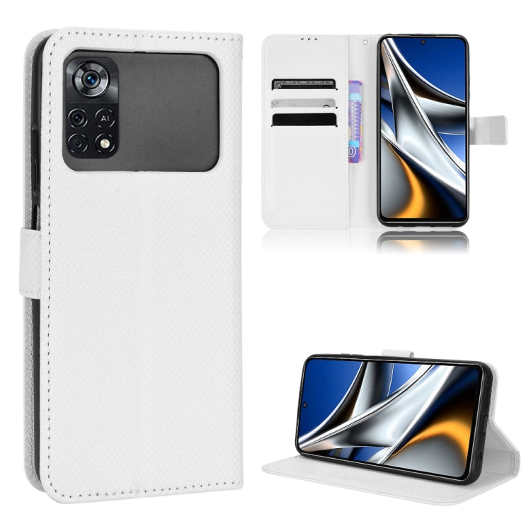 For Xiaomi Poco M4 Pro 5G Fine Hole Diamond Texture Leather Phone Case