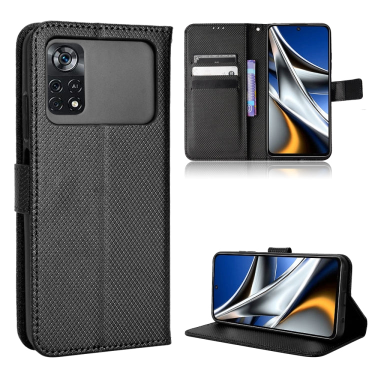 For Xiaomi Poco M4 Pro 5G Fine Hole Diamond Texture Leather Phone Case